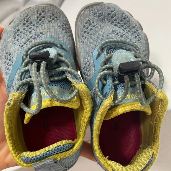 Toddler wide toe barefoot shoe blue and yellow - Picture 9 of 10